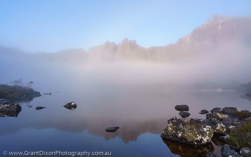 image of Lake Rhona misty reflection 1