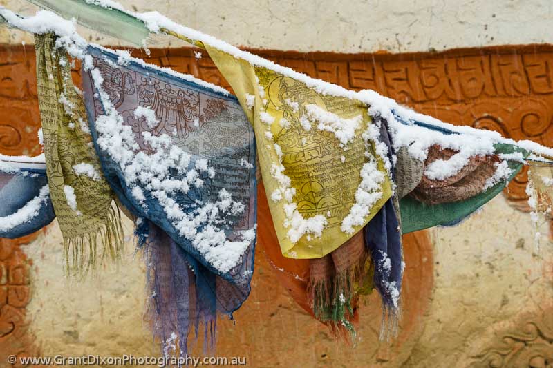 image of Snowy prayer flags