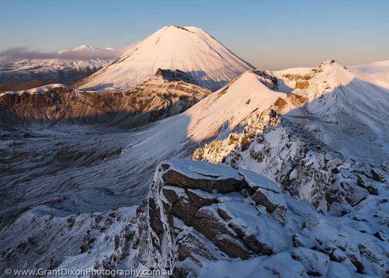 image of Tongariro volcanoes winter dawn 2