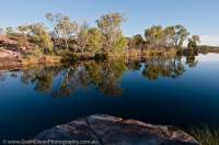 AUSTRALIA, Western Australia, West Kimberley. Trees line waterhole on Bachsten Creek.