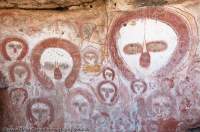 AUSTRALIA, Western Australia, West Kimberley. Bachsten Creek.  Wandjina (creator beings), rock art style painted during last 4000 years.