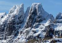 Ice-encrusted crags on Mt Geryon, Du Cane Range, Cradle Mountain - Lake St Clair National Park, Tasmanian Wilderness World Heritage Area