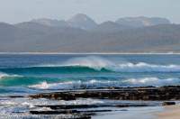 AUSTRALIA, Tasmania, Freycinet National Park. Surf break at Friendly Beaches.