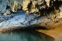 LAOS, Khammuan, Kong Lo. Pool and limestone formations in 7-kilometre long Tham Kong Lo cave.