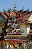 LAOS, Champasak, Pakse. Roof detail at Wat Tham Fai temple.