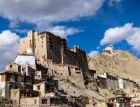 Leh Palace rises above Tibetan-style houses in the old part of Leh city, built in early 17th century, unoccupied since Ladakhi royal family were deposed in 1846.Progressivley being restored.