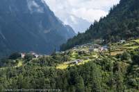 Terraced mountain village, Manaslu Circuit trek, Nepal