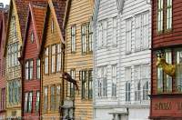 NORWAY, Hordaland, Bergen. Bryggen; 18th century buildings from era of Hanseatic League trading activities, listed by Unesco as World Heritage site.
