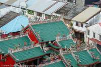 Hong San Si Temple & Chinatown rooftops, Chinatown, Kuching, Sarawak, Malaysia.
