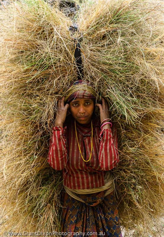 image of Mugu woman with hay