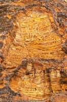 AUSTRALIA, Western Australia, East Kimberley, Purnululu National Park (Bungle Bungles).  Eroded sandstone cliff detail, Piccanniny Creek gorge.