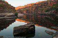 AUSTRALIA, Western Australia, West Kimberley. Charnley River. Sandstone gorge, near-continuous for some 30km on lower reaches of river, sunrise.