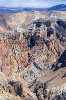 NEPAL. Gorge with coloured sediments exposed in eroded slopes (badlands), Mustang.