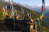 NEPAL. Mani wall & prayer flags, Arun valley, Makalu Base Camp Trek.