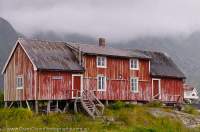 NORWAY, Nordland. Lofoten Islands, Austvagoy, Henningsvaer. Derelict building.