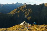 Camp below Koinga Peak, Matterhorn Mountains, Fiordland National Park, New Zealand.